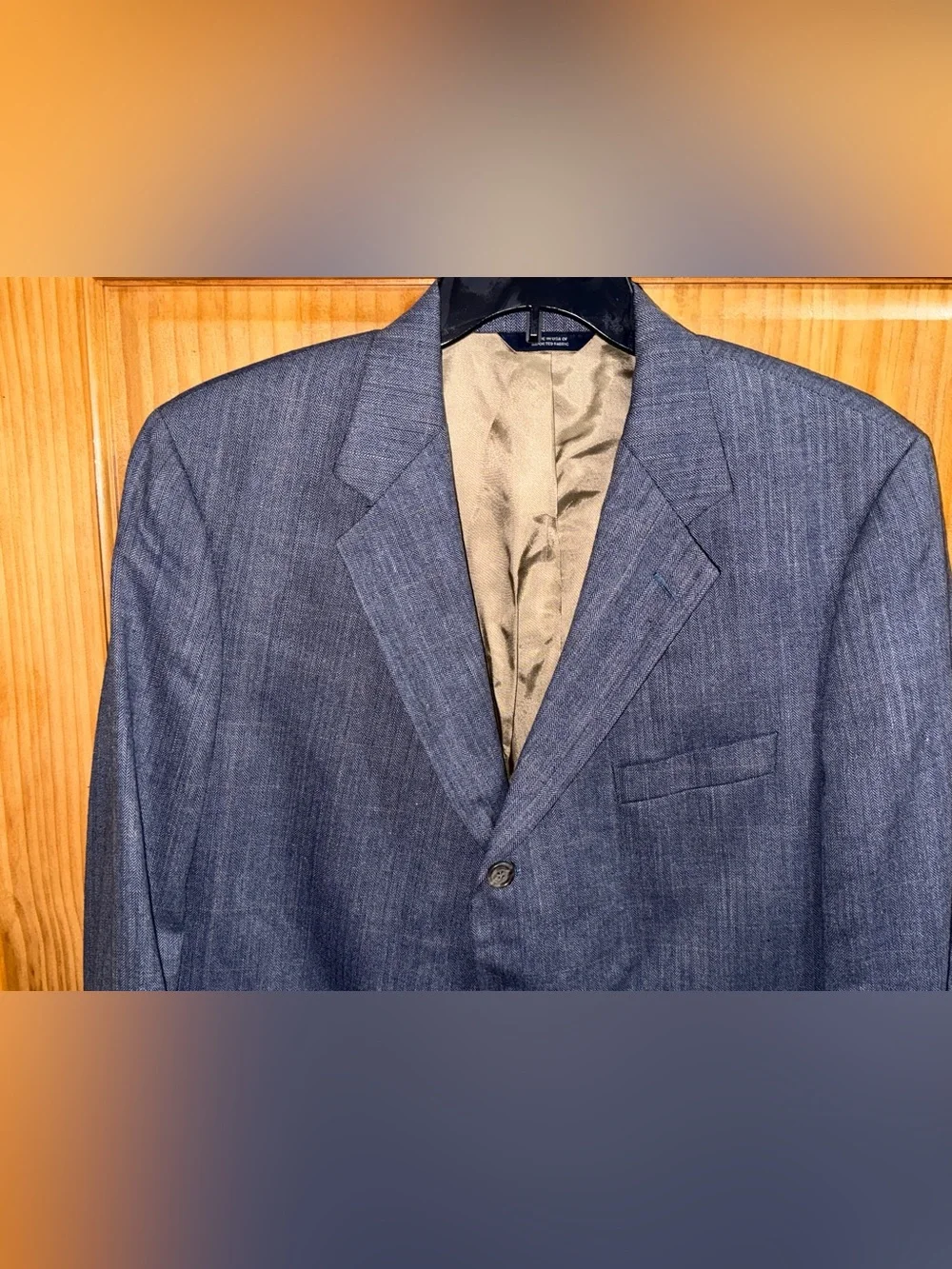 Vtg Brooks Brothers Men's Blue 3 Button Sport Coat-Gold Lining-Silk/Wool-44R-EC